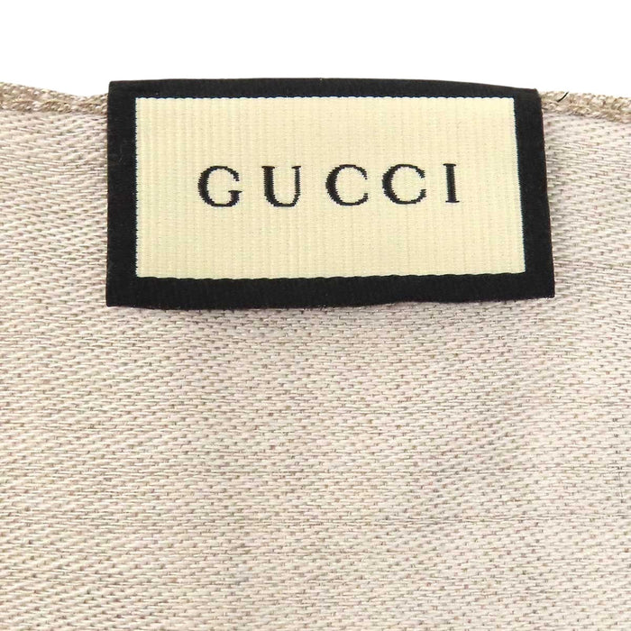 GUCCI 
ロゴ 総柄 フリンジ ウール シルク混 
GG ストール