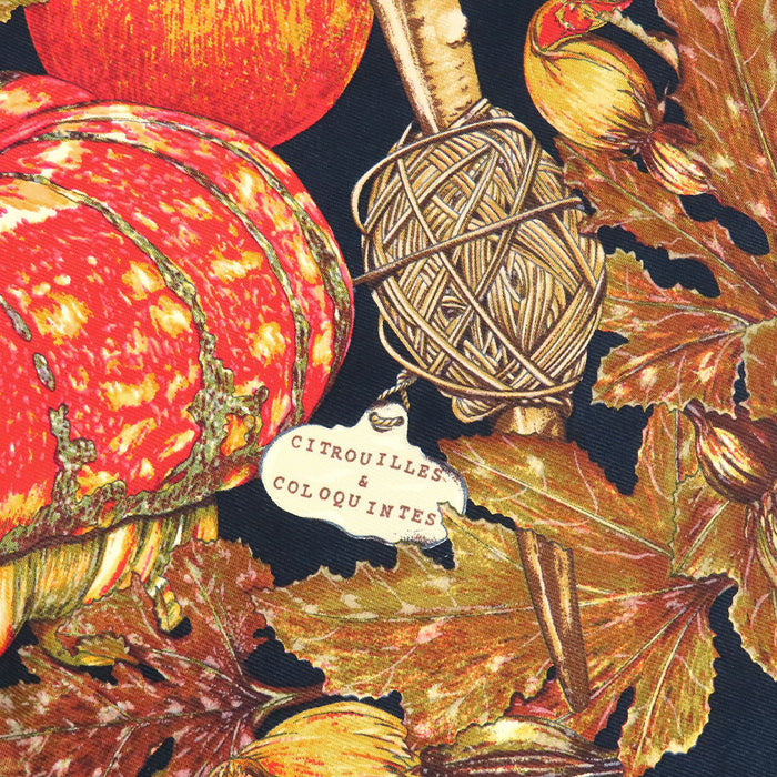 HERMES 
カボチャとコロシント スカーフ プチカレ シルク 
カレ 45 CITROUILLES ET COLOQUINTES