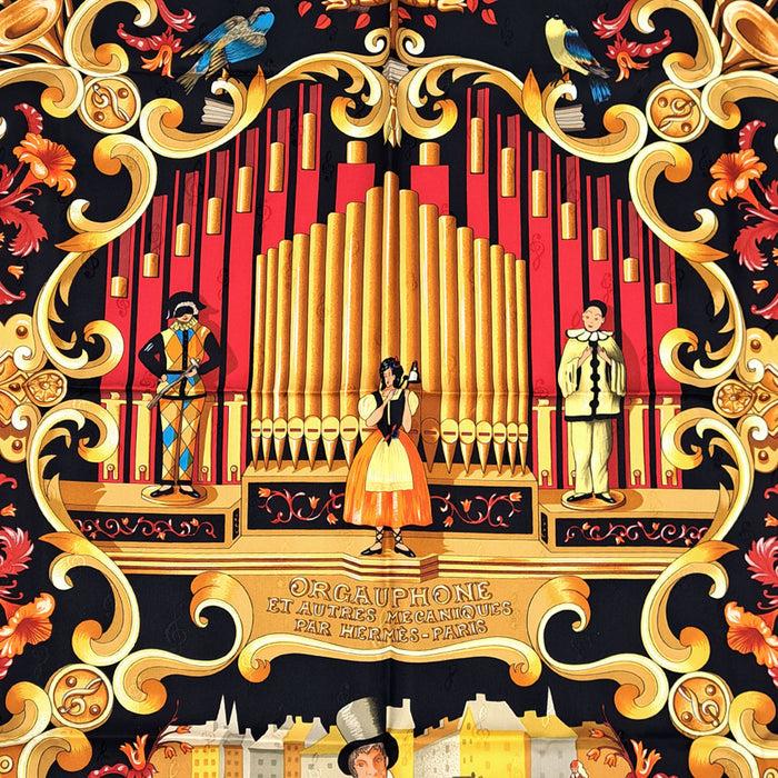 HERMES  
Organo a canne e strumenti meccanici Sciarpa di seta grande Musica  
Carré 90 ORGAUPHONE ET AUTRES MECANIQUES