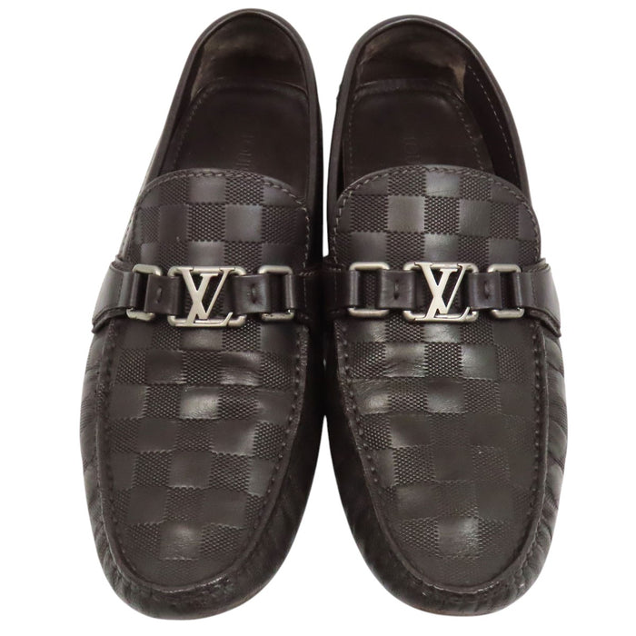 LOUIS VUITTON 
LV ロゴ レザー 
ダミエ アンフィニ ホッケンハイム ローファー
