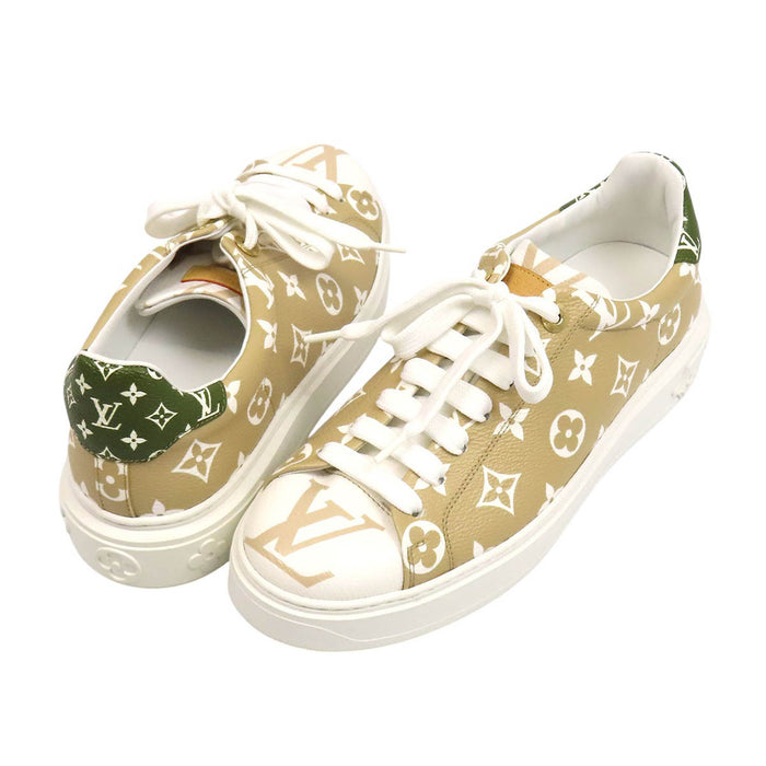LOUIS VUITTON 
LV ロゴ 総柄 レザー ローカット レースアップ 
タイムアウト ライン スニーカー 
モノグラム