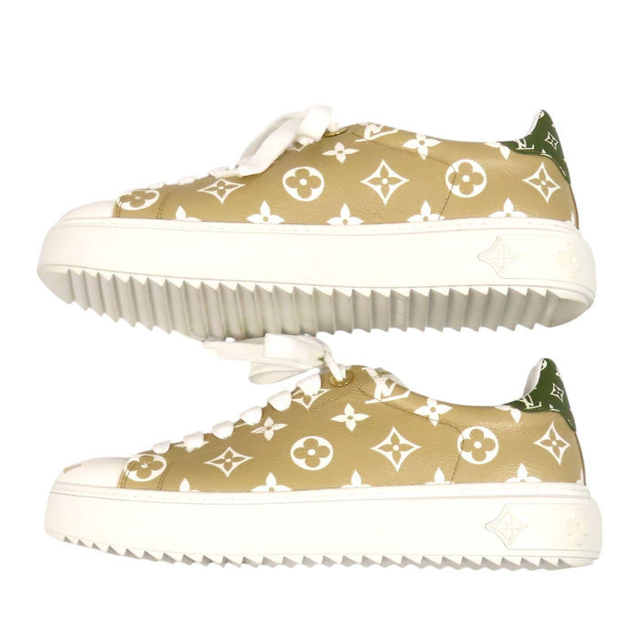 LOUIS VUITTON 
LV ロゴ 総柄 レザー ローカット レースアップ 
タイムアウト ライン スニーカー 
モノグラム