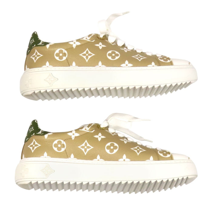 LOUIS VUITTON 
LV ロゴ 総柄 レザー ローカット レースアップ 
タイムアウト ライン スニーカー 
モノグラム