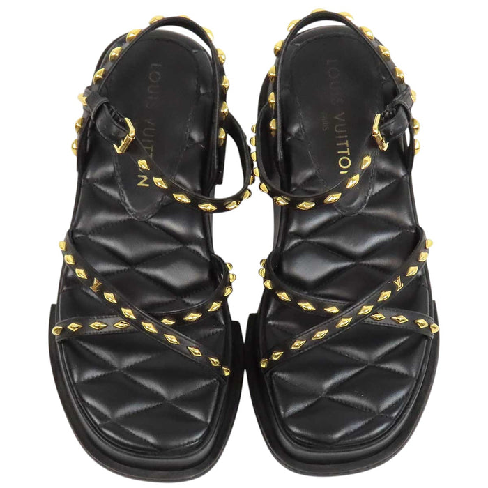 LOUIS VUITTON 
LV ロゴ レザー 
マヤ ライン スタッズ ストラップ サンダル