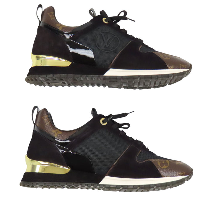 LOUIS VUITTON 
LVサークル ロゴ ローカット レザー スウェード パテント レースアップ 
ランアウェイ ライン スニーカー 
モノグラム