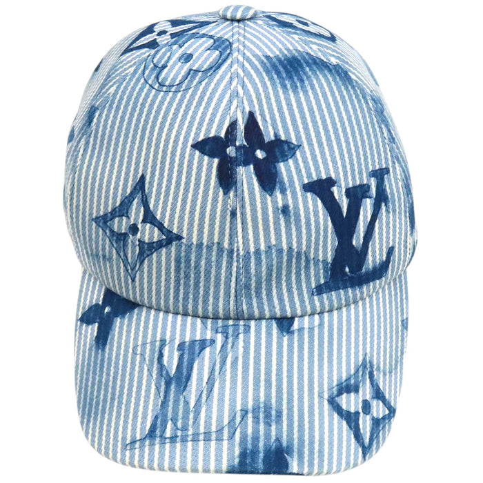 LOUIS VUITTON 
LV コットン レザー 
モノグラム ヒッコリーストライプ キャップ
