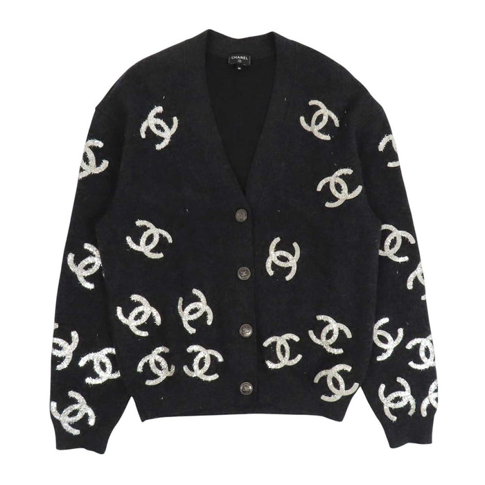 CHANEL 
COCO CC ココボタン 
ココマーク ラメ カシミヤ カーディガン