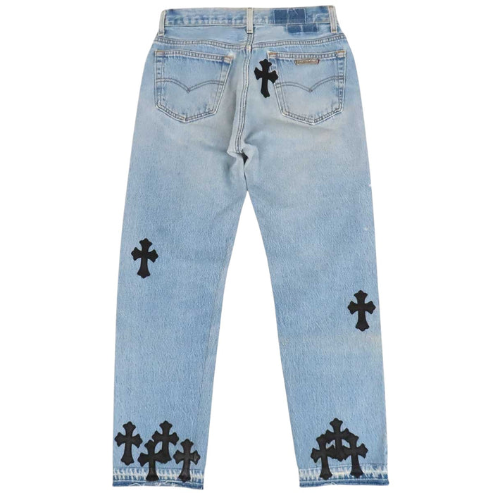 CHROME HEARTS 
LEVI'S CH クロスボール ボタン ホースシュー コットン レザー 
リーバイス クロスパッチ デニムパンツ
