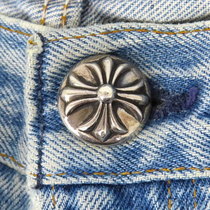 CHROME HEARTS 
LEVI'S CH クロスボール ボタン ホースシュー コットン レザー 
リーバイス クロスパッチ デニムパンツ