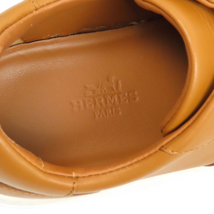 HERMES 
ケリーバックル レザー ゴールドカラーメタル レースアップ 
デイ スニーカー