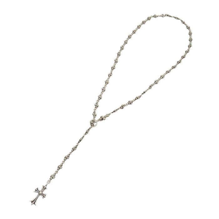 CHROME HEARTS CHKE CHN TNYE W/CH CRS Fat Cross ECH Plus Tiny E Choke Chain Rosary Necklace 24 inch