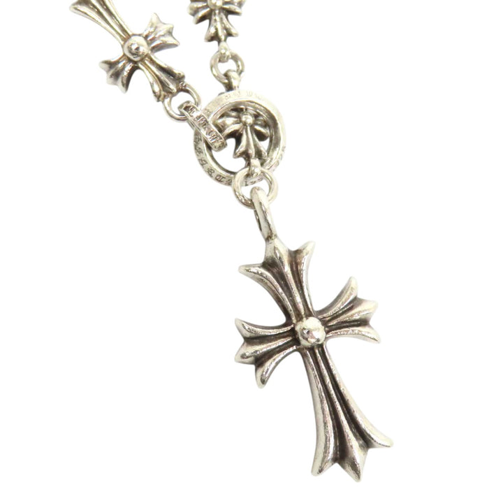 CHROME HEARTS CHKE CHN TNYE W/CH CRS Fat Cross ECH Plus Tiny E Choke Chain Rosary Necklace 24 inch