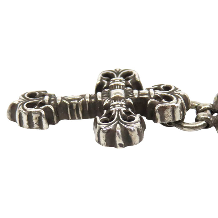 CHROME HEARTS 
CH Plus Silver 
Filigree Cross Crossball Necklace
