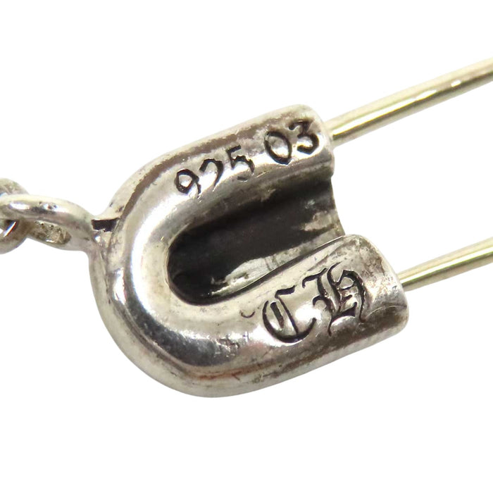 CHROME HEARTS CH Plus Safety Pin Silver 20inch 2001 Engraving Safety Pin Roll Chain Necklace 20 inch
