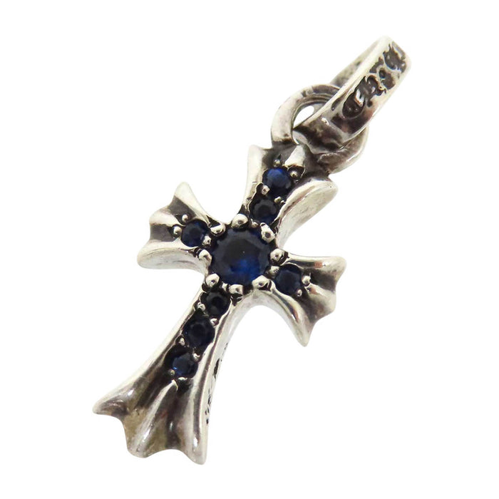 CHROME HEARTS CH CRS BBYFAT P SAP Pave Silver 2004 Engraving Babyfat Sapphire Charm