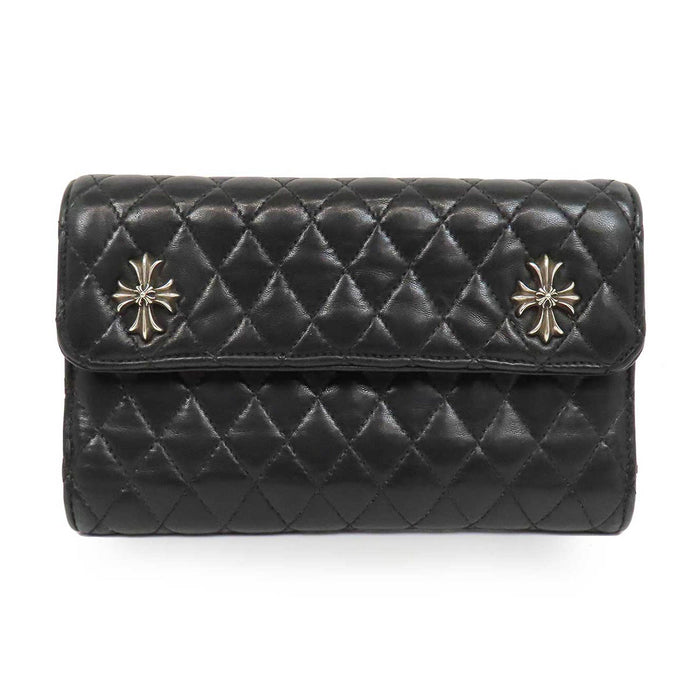 CHROME HEARTS 
WAVE4 QLT 3SNP #4 CHプラス スクロールラベル ダガー 
ウェーブ キルティング レザー ウォレット
