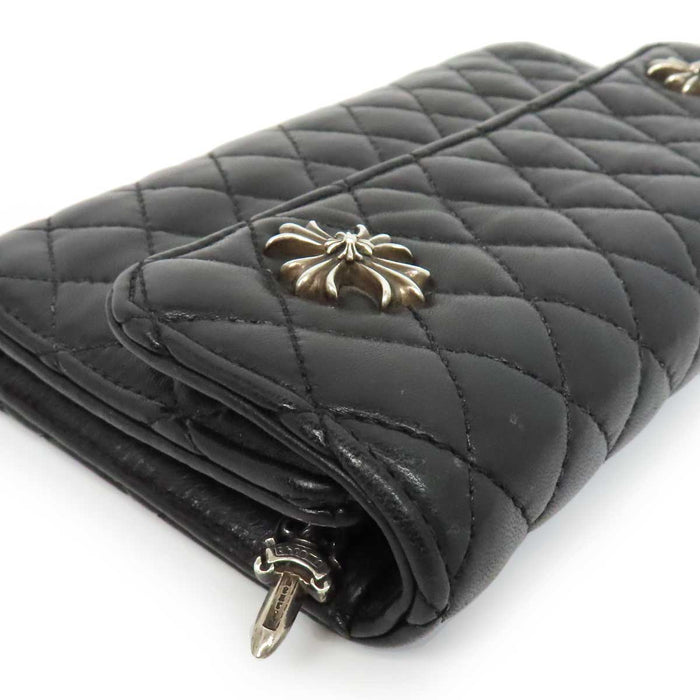 CHROME HEARTS 
WAVE4 QLT 3SNP #4 CH Plus Scroll Label Dagger 
Wave Quilted Leather Wallet