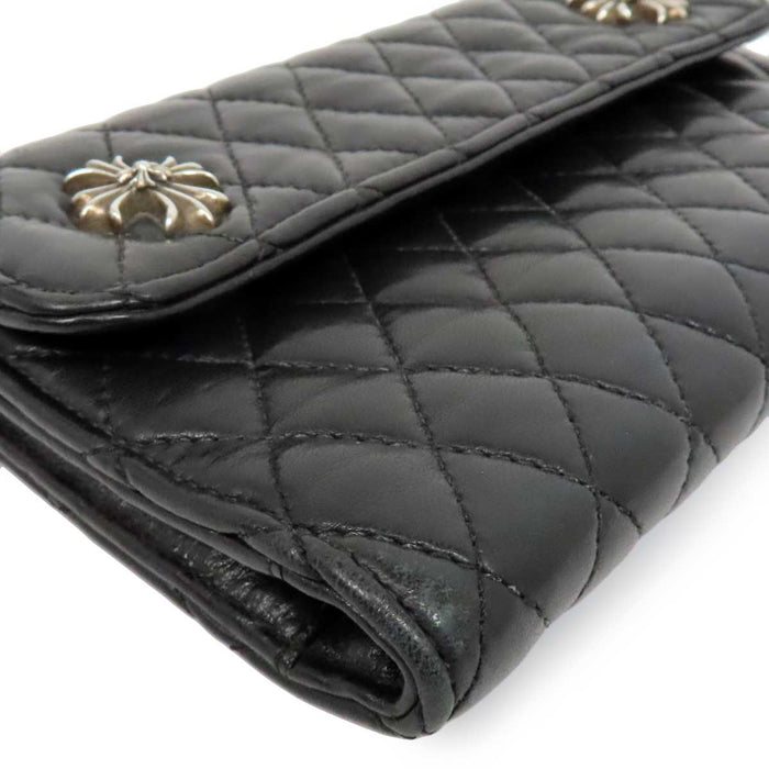 CHROME HEARTS 
WAVE4 QLT 3SNP #4 CH Plus Scroll Label Dagger 
Wave Quilted Leather Wallet