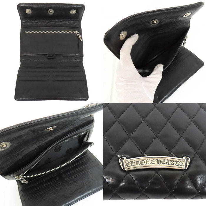 CHROME HEARTS 
WAVE4 QLT 3SNP #4 CHプラス スクロールラベル ダガー 
ウェーブ キルティング レザー ウォレット