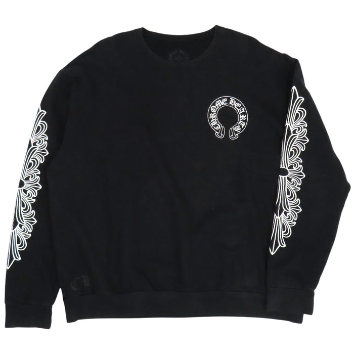 CHROME HEARTS 
CH コットン 裏起毛 
袖フローラル ホースシュー スウェット