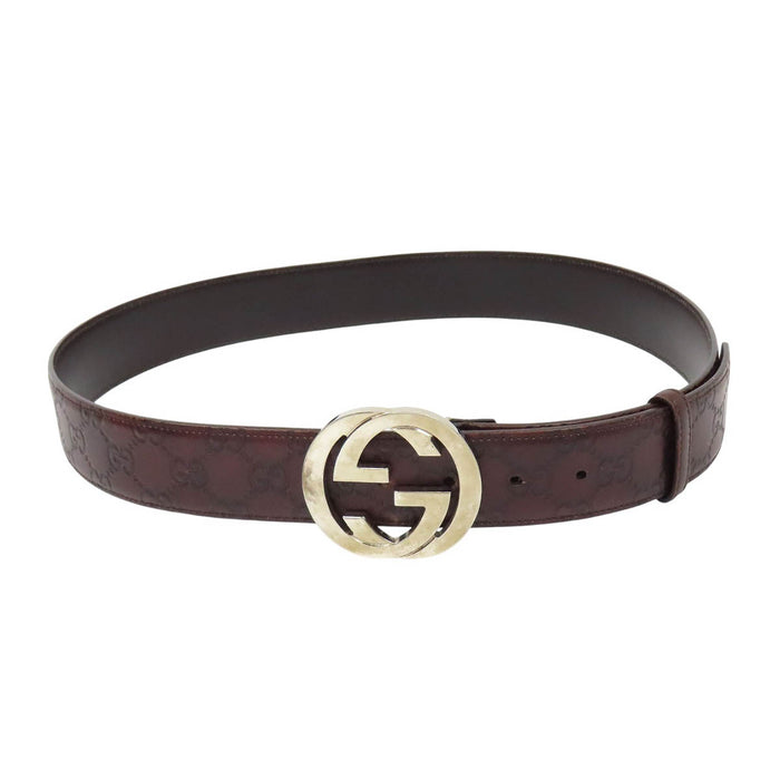 GUCCI 
GG レザー シルバーカラー金具 
インターロッキングG グッチシマ ベルト