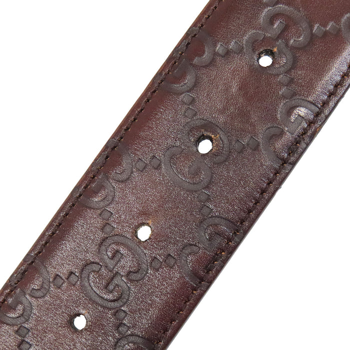 GUCCI 
GG レザー シルバーカラー金具 
インターロッキングG グッチシマ ベルト