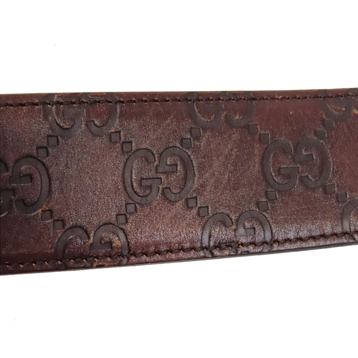 GUCCI 
GG レザー シルバーカラー金具 
インターロッキングG グッチシマ ベルト