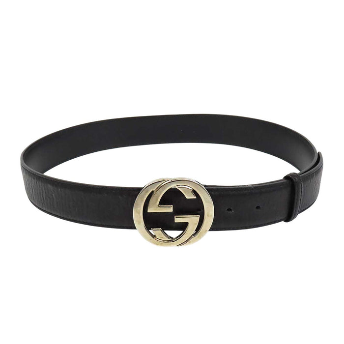 GUCCI 
GG ロゴ 総柄 シルバーカラーメタル レザー 
グッチシマ インターロッキングG バックル ベルト