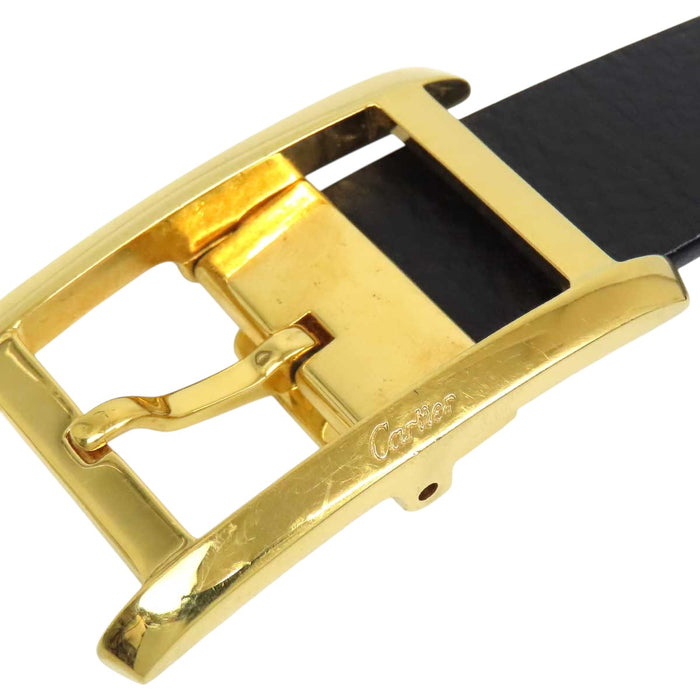 CARTIER 
ロゴ レザー ゴールドカラーメタル 
タンク ベルト