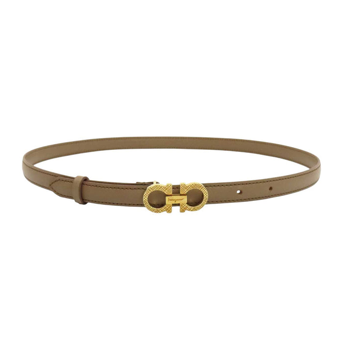Salvatore Ferragamo 
ロゴ レザー ゴールドカラー金具 
ダブルガンチーニ ベルト