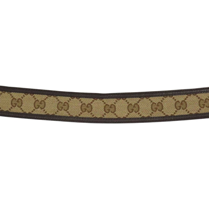 GUCCI 
総柄 ロゴ シルバーカラーメタル 
GG キャンバス レザー ベルト