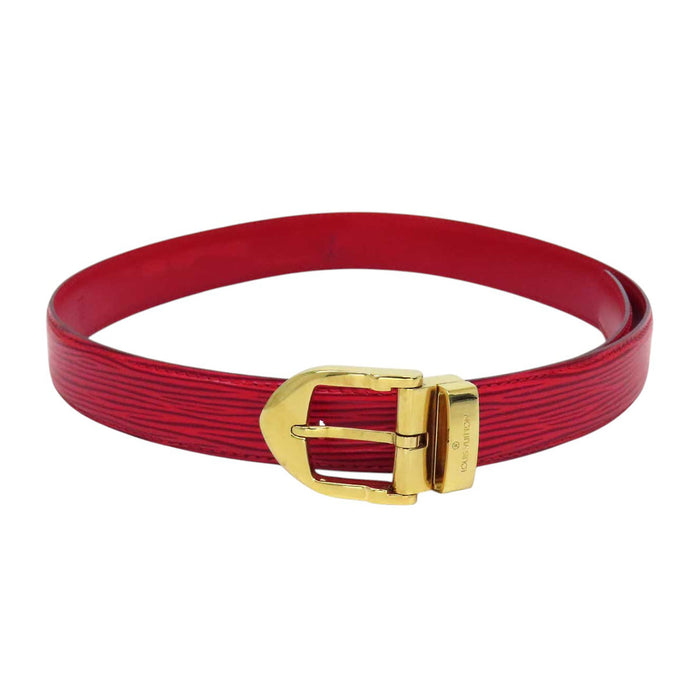 LOUIS VUITTON  
Cintura in pelle con logo LV e metallo color oro  
Modello Épi Santhure