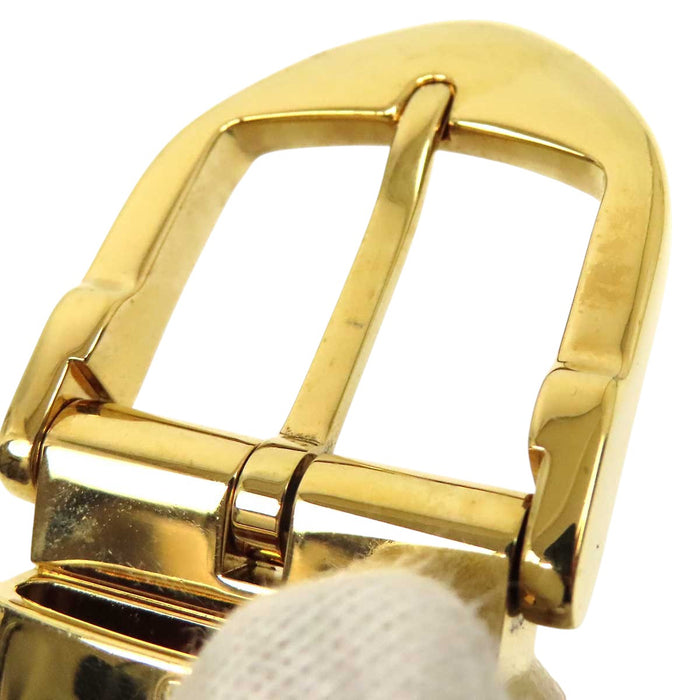 LOUIS VUITTON  
Cintura in pelle con logo LV e metallo color oro  
Modello Épi Santhure