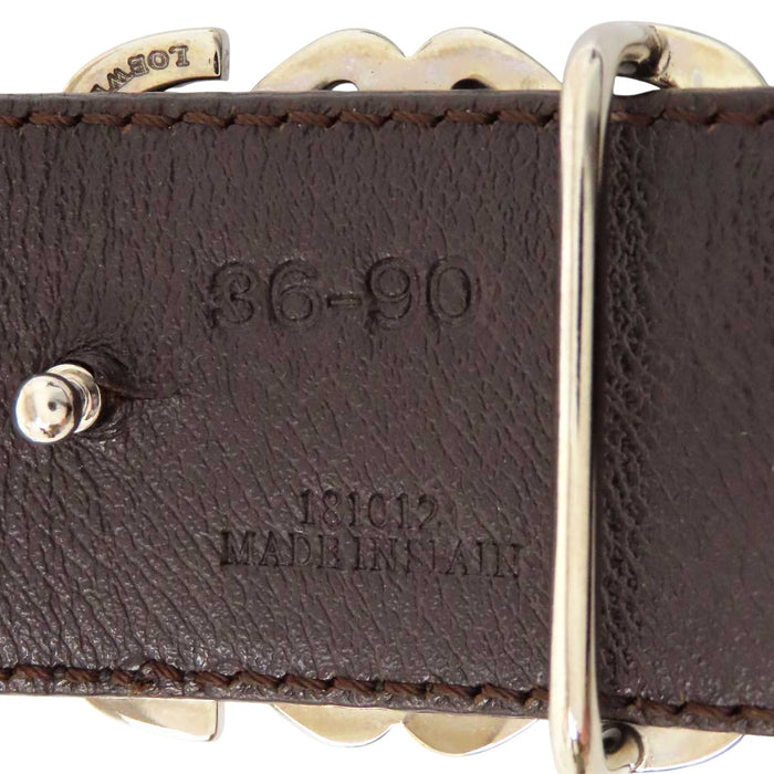 LOEWE 
チャンキー レザー リバーシブル シルバーカラー金具 
アナグラム バックル ベルト