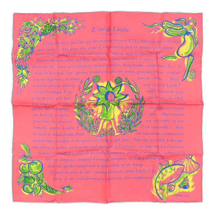 HERMES 
Carré 45 Ester Henwood neckerchief 
Gavroche 45 L'ete de Loula Loula's summer