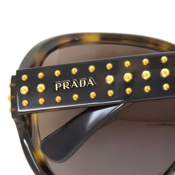 PRADA 
ロゴ べっ甲柄 
スタッズ オーバーサイズ サングラス