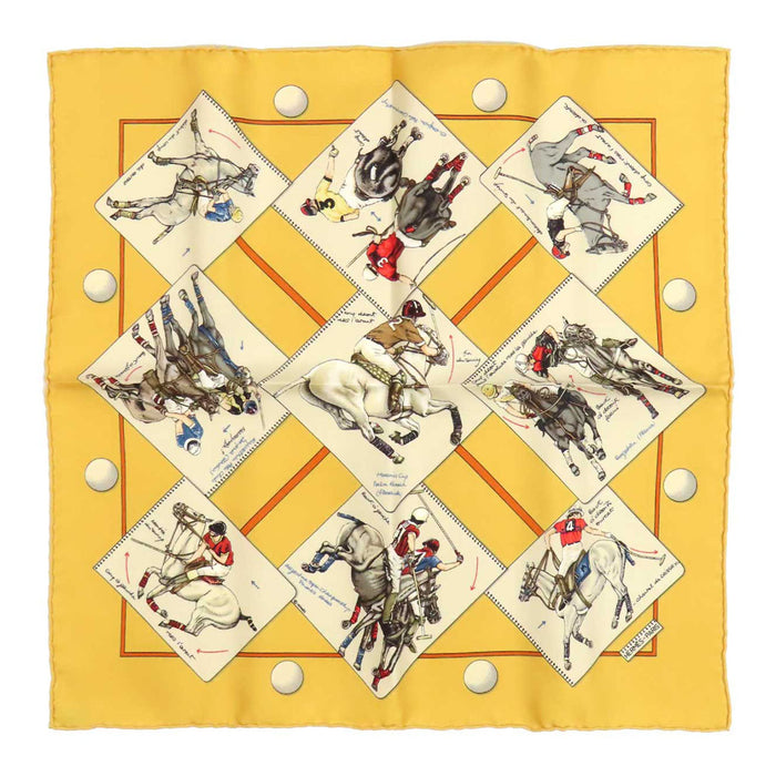 HERMES 
馬 騎手 シルク 
カレ 45 LE MONDE DU POLO ポロの世界 スカーフ