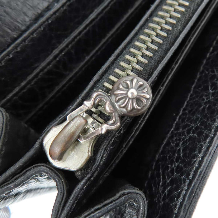 CHROME HEARTS CH JUDY Cross Ball Scroll Label Leather Judy Cross Button Wallet