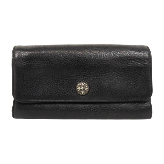 CHROME HEARTS CH JUDY Cross Ball Scroll Label Leather Judy Cross Button Wallet