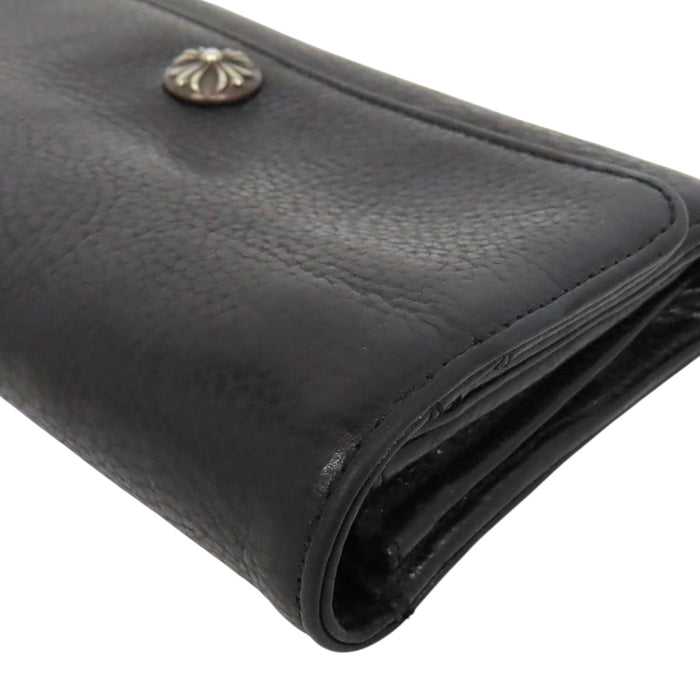 CHROME HEARTS CH JUDY Cross Ball Scroll Label Leather Judy Cross Button Wallet