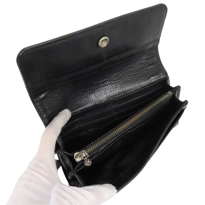 CHROME HEARTS CH JUDY Cross Ball Scroll Label Leather Judy Cross Button Wallet