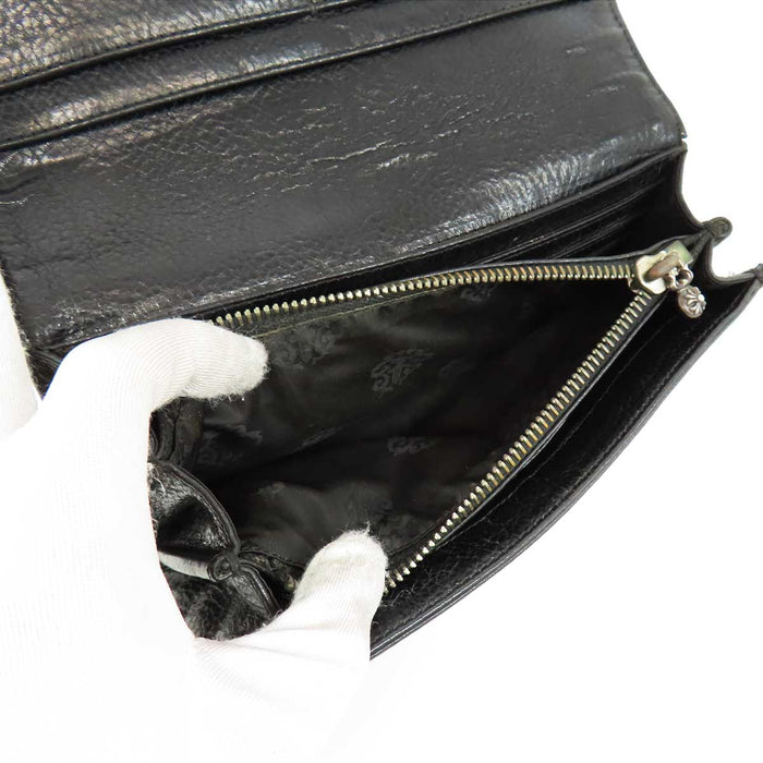 CHROME HEARTS 
CH JUDY クロスボール スクロールラベル レザー 
ジュディ クロスボタン ウォレット