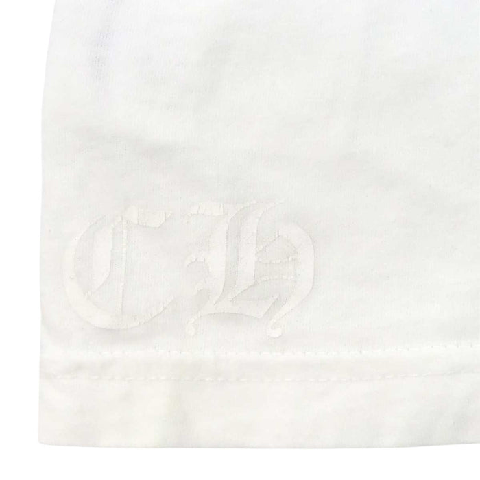CHROME HEARTS  
CH MADE IN HOLLYWOOD  
T-shirt con stampa in inglese e ferro di cavallo sul retro