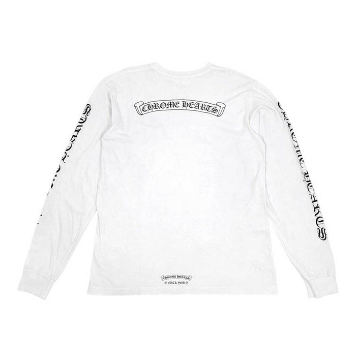 CHROME HEARTS 
CH FUCK YOU コットン 
スクロールラベル 袖ロゴ ロングスリーブ　Tシャツ