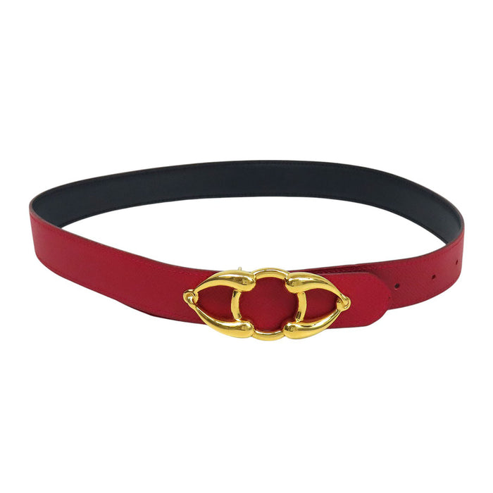 HERMES  
◯Z Stamp Leather  
Horsebit Reversible Belt