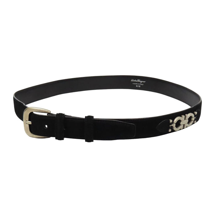 Salvatore Ferragamo  
Logo leather silver-colored metal  
Double Gancini suede belt