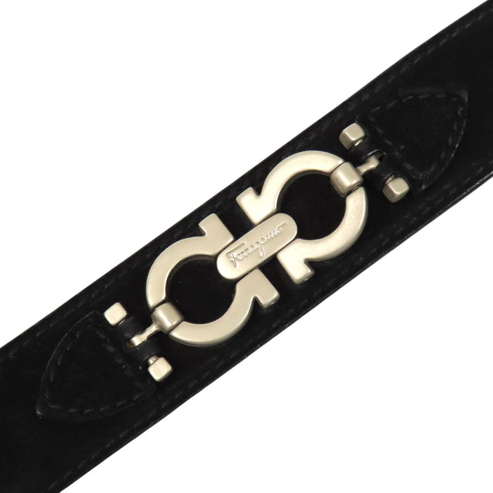 Salvatore Ferragamo  
Logo leather silver-colored metal  
Double Gancini suede belt