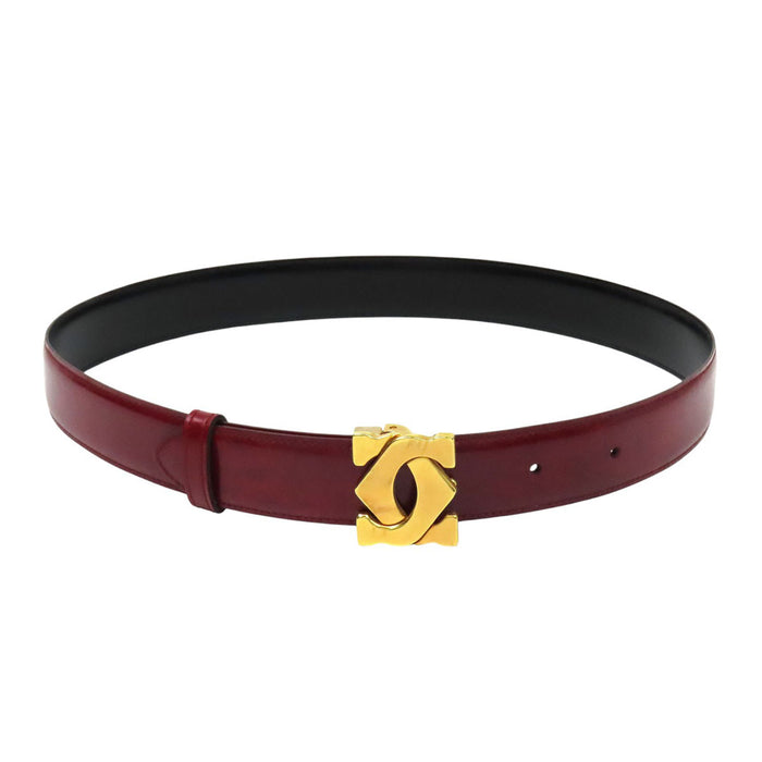CARTIER  
Double C Leather Gold-Colored Metal  
2C Belt
