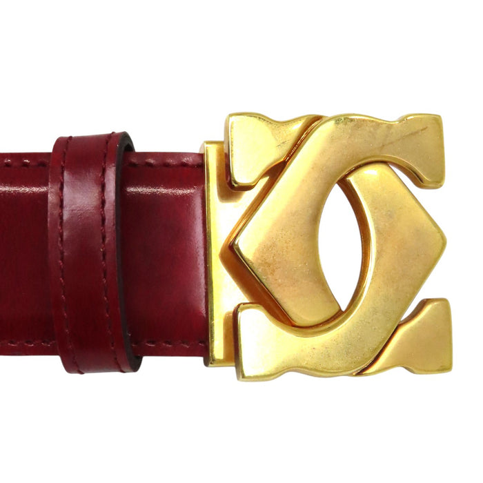 CARTIER  
Double C Leather Gold-Colored Metal  
2C Belt