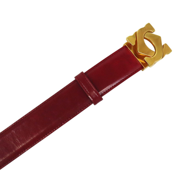 CARTIER  
Double C Leather Gold-Colored Metal  
2C Belt